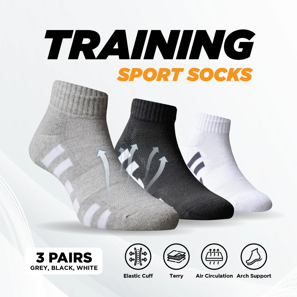3 Pasang Kaos kaki Training Ankle